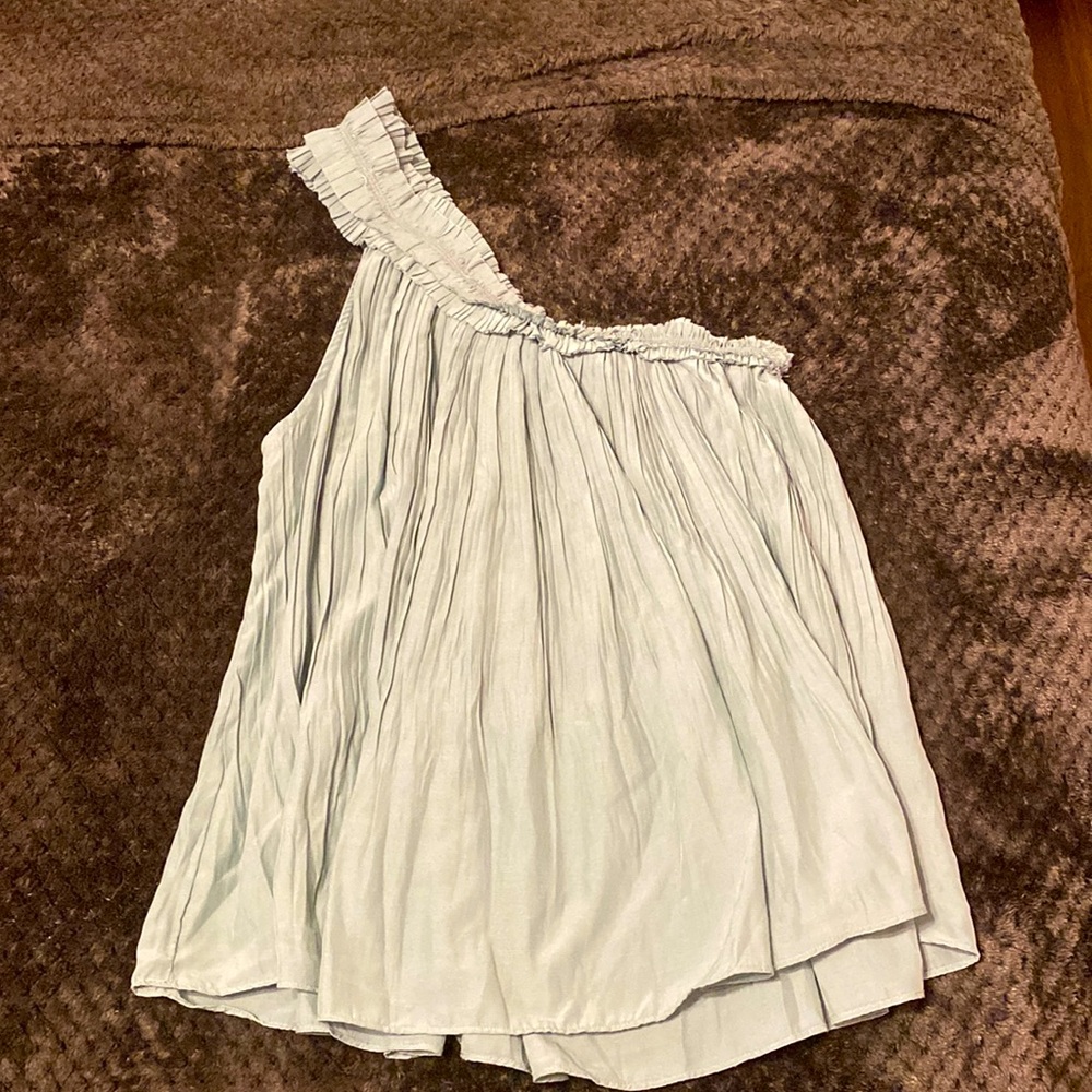 Sage colored Pink Lily one shoulder top